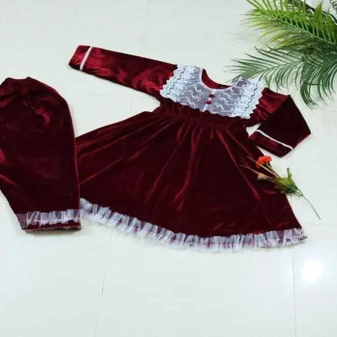 Baby Girls Velvet Long Sleeve Casual /Formal/ Wedding Dress